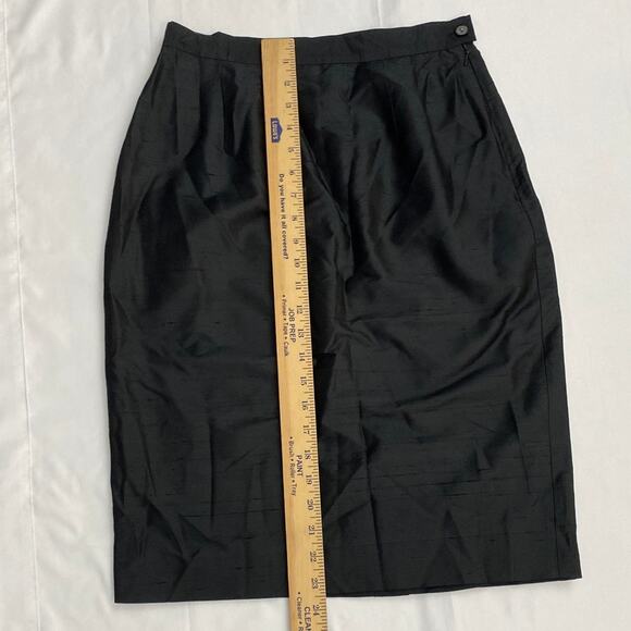 Rena Rowan for Saville Women's Size 6 Silk Skirt Black Lined Midi Length Pencil - Picture 2 of 10